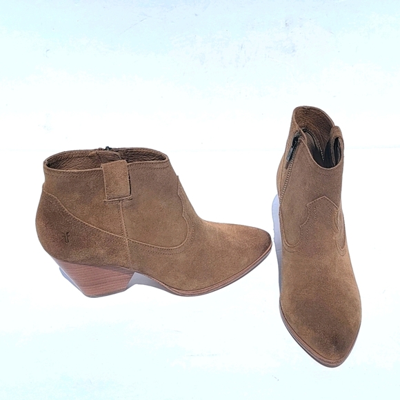Frye Women's Reina Taupe Suede Heeled Bootie